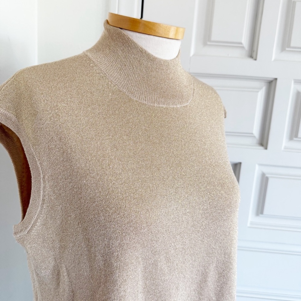 NWT Coldwater Creek Gold Sleeveless Knit Top High Neck Mock Turtleneck Size 1X - Picture 2 of 14